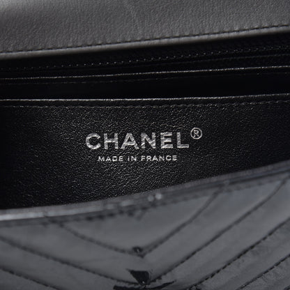 Chanel Patent Metallic Crumpled Calfskin Chevron Quilted Mini Rectangular Flap So Black 6 of 12