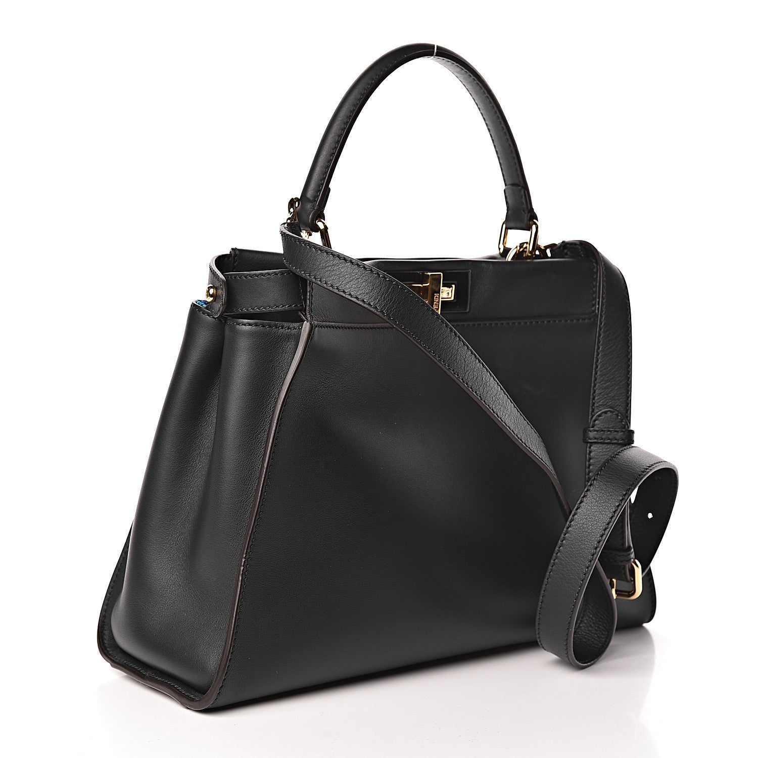 Fendi Calfskin Velvet Fun Fair Medium Peekaboo Iconic Satchel Night Blue Multicolor 3 of 11