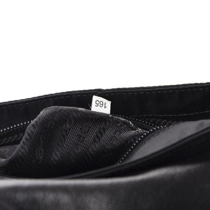 Prada Tessuto Nylon Calfskin Crocodile Embossed Shoulder Bag Black 10 of 12