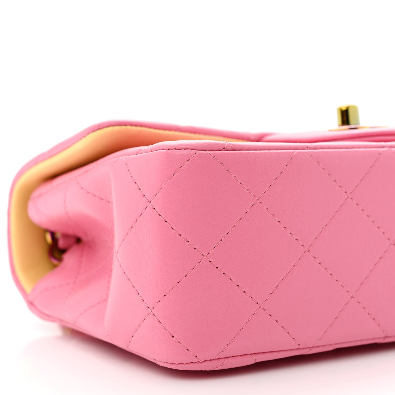 Chanel Lambskin Quilted Mini Rectangular Flap Pink Yellow 9 of 10