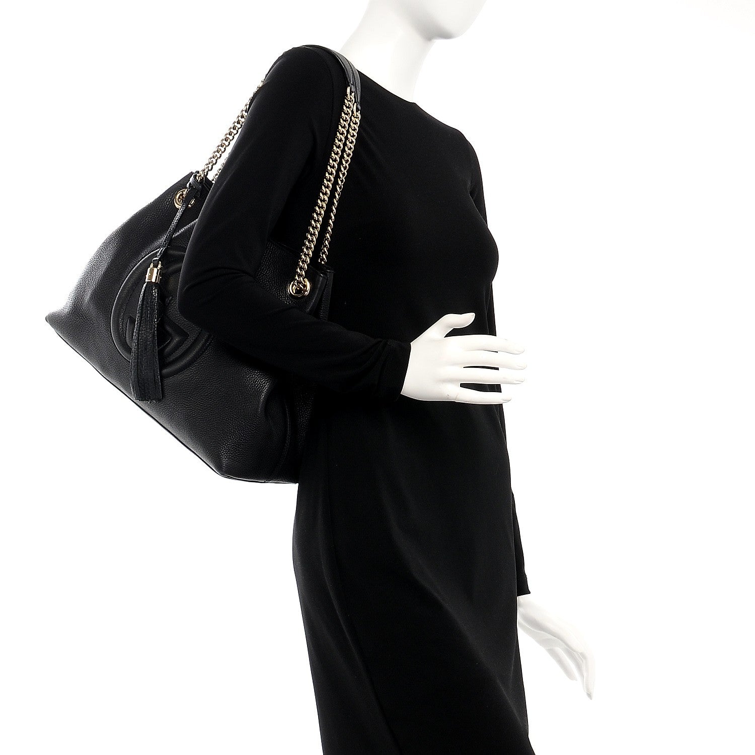 Gucci Pebbled Calfskin Medium Soho Chain Shoulder Bag Black 2 of 11