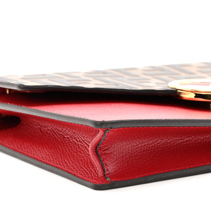 Fendi Vitello Cruise F is Fendi FF 1974 Embossed Medium Envelope Wallet On Chain Fragola Maya Black 7 of 8