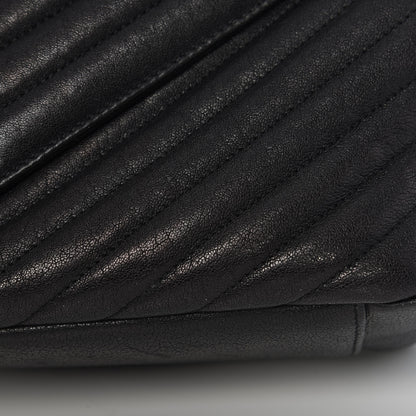 Saint Laurent Sheepskin Matelasse Chevron Monogram Large College Satchel Black 12 of 13