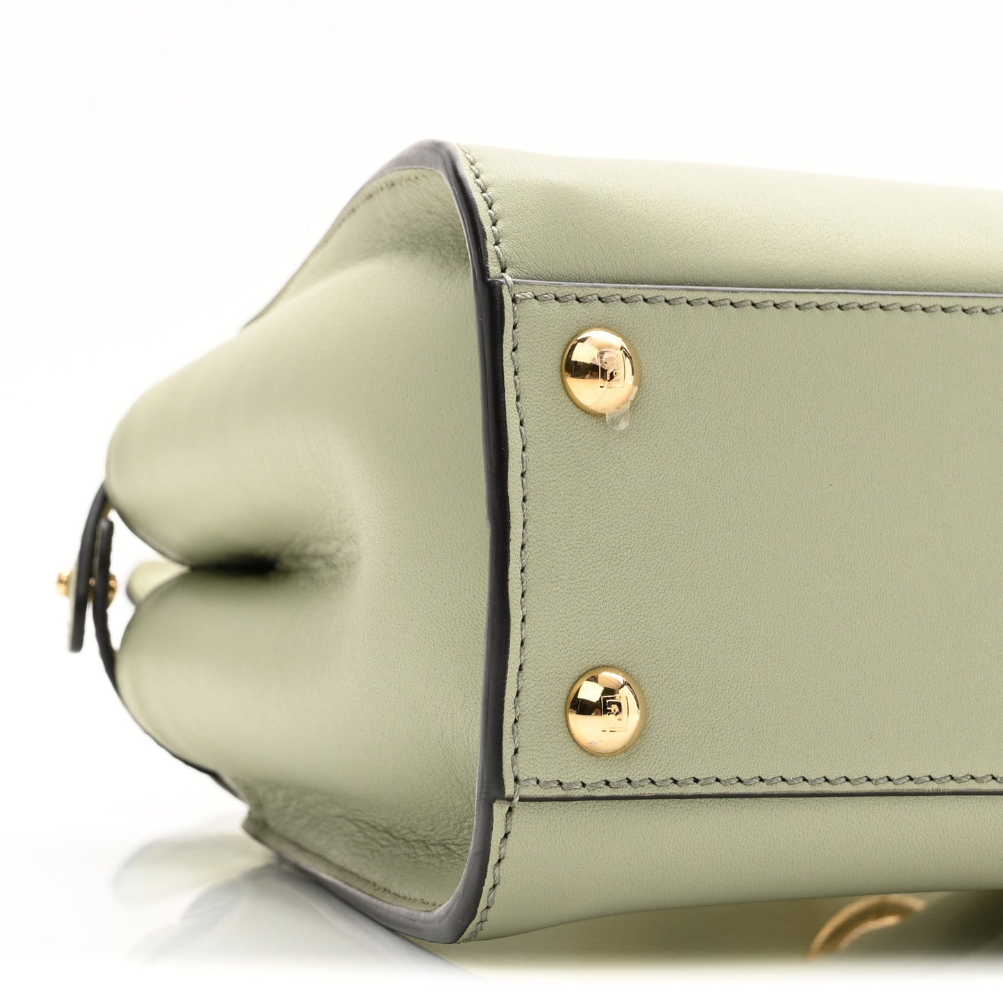 Vitello Seta Canvas FF Embroidered Mini Peekaboo Iconic Satchel Green Tea