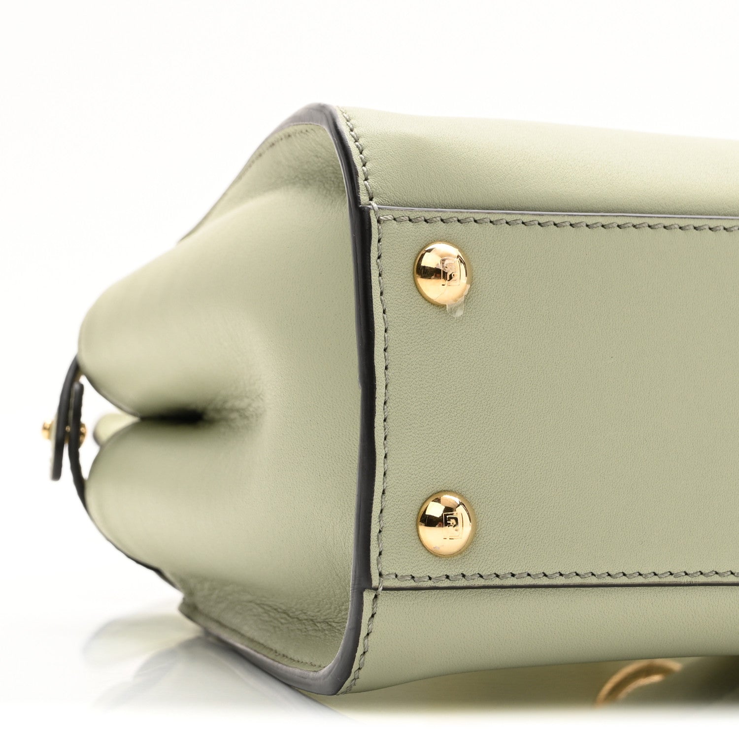 Fendi Vitello Seta Canvas FF Embroidered Mini Peekaboo Iconic Satchel Green Tea 8 of 9