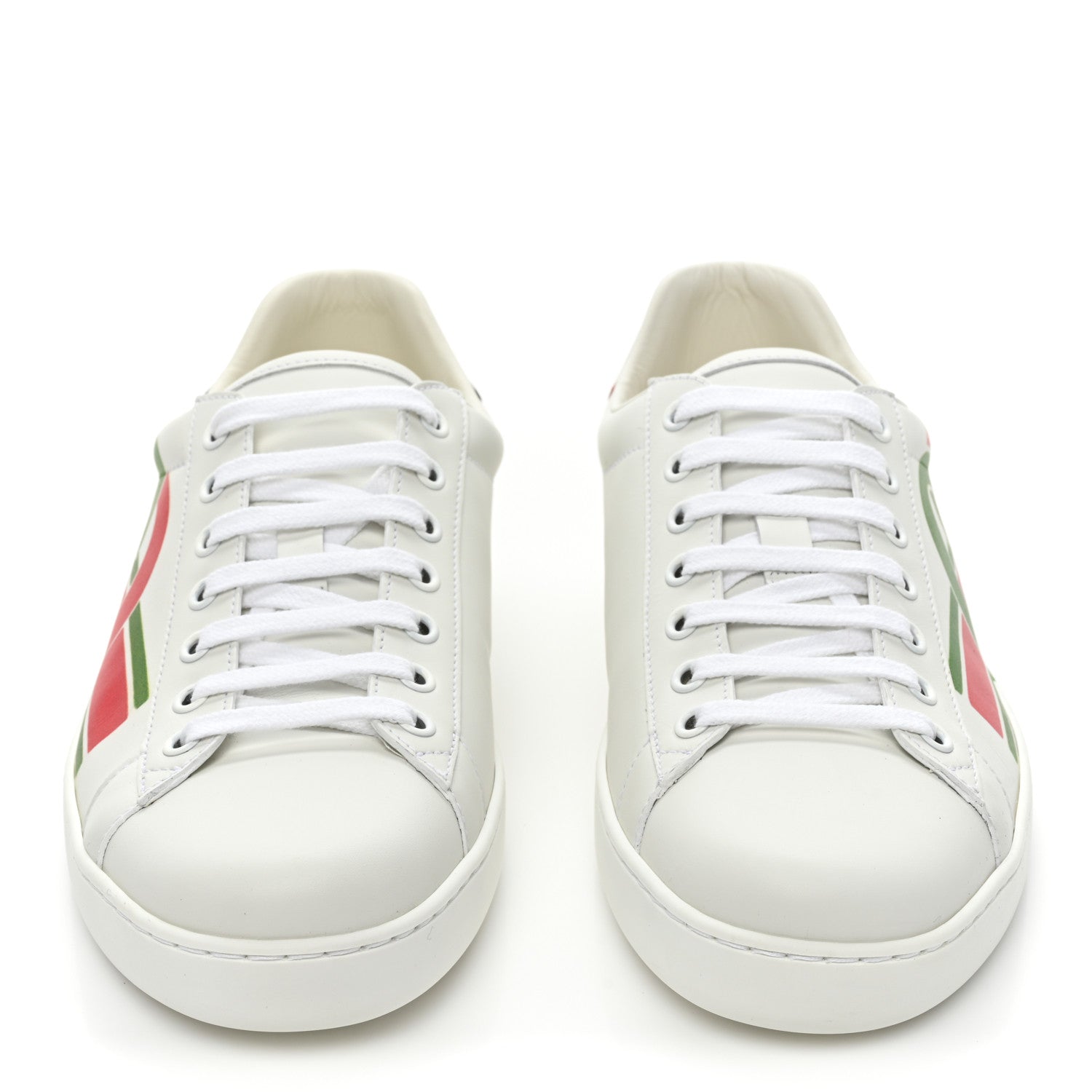 Gucci Calfskin Interlocking G Mens New Ace Sneakers 7 White Red Flame Green 2 of 10