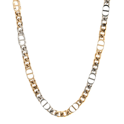 Christian Dior Brass CD Icon Thin Chain Link Necklace Silver 1 of 4