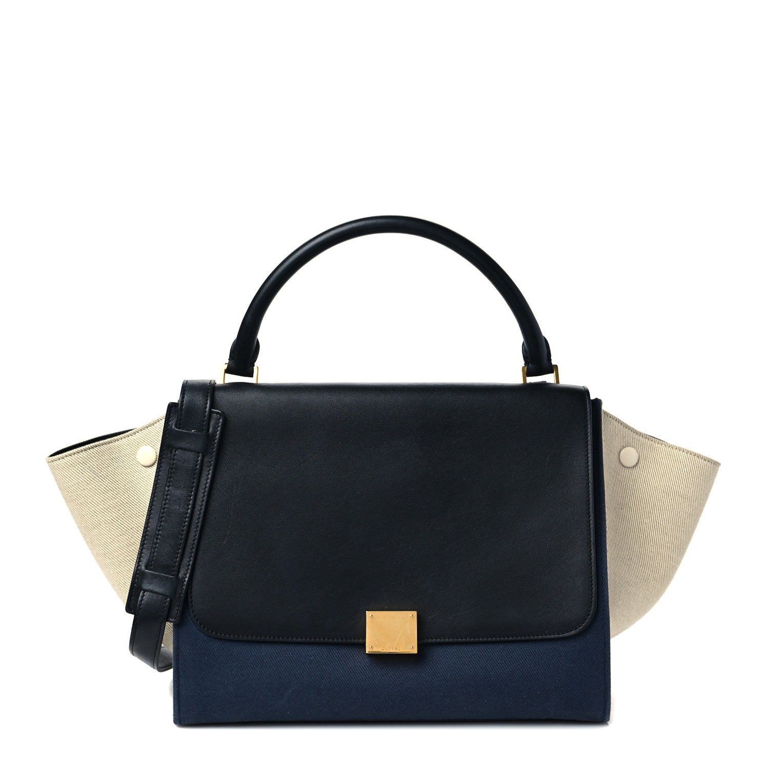 Celine Smooth Calfskin Fabric Medium Tri-Color Trapeze Black Blue Tan 1 of 11