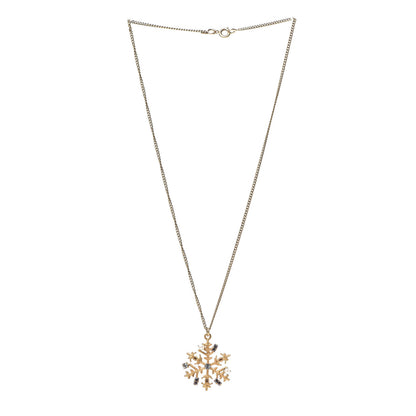 Chanel Crystal Pearl Snowflake CC Pendant Necklace Gold 2 of 4
