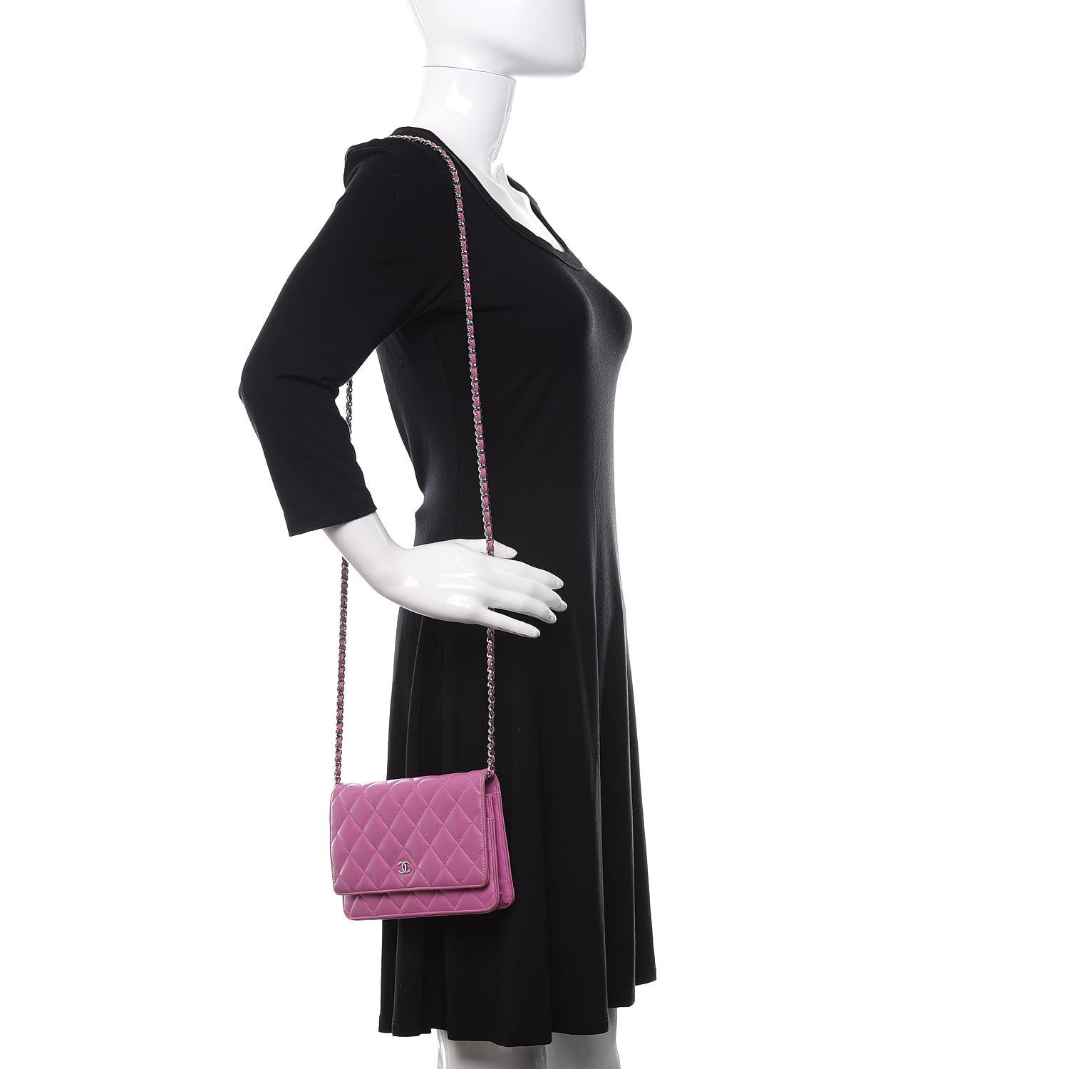 Chanel Lambskin Quilted Wallet On Chain WOC Purple 2 of 16