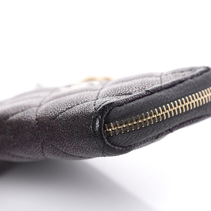 Chanel Iridescent Caviar Quilted Zipped Key Holder Case Black 9 of 11