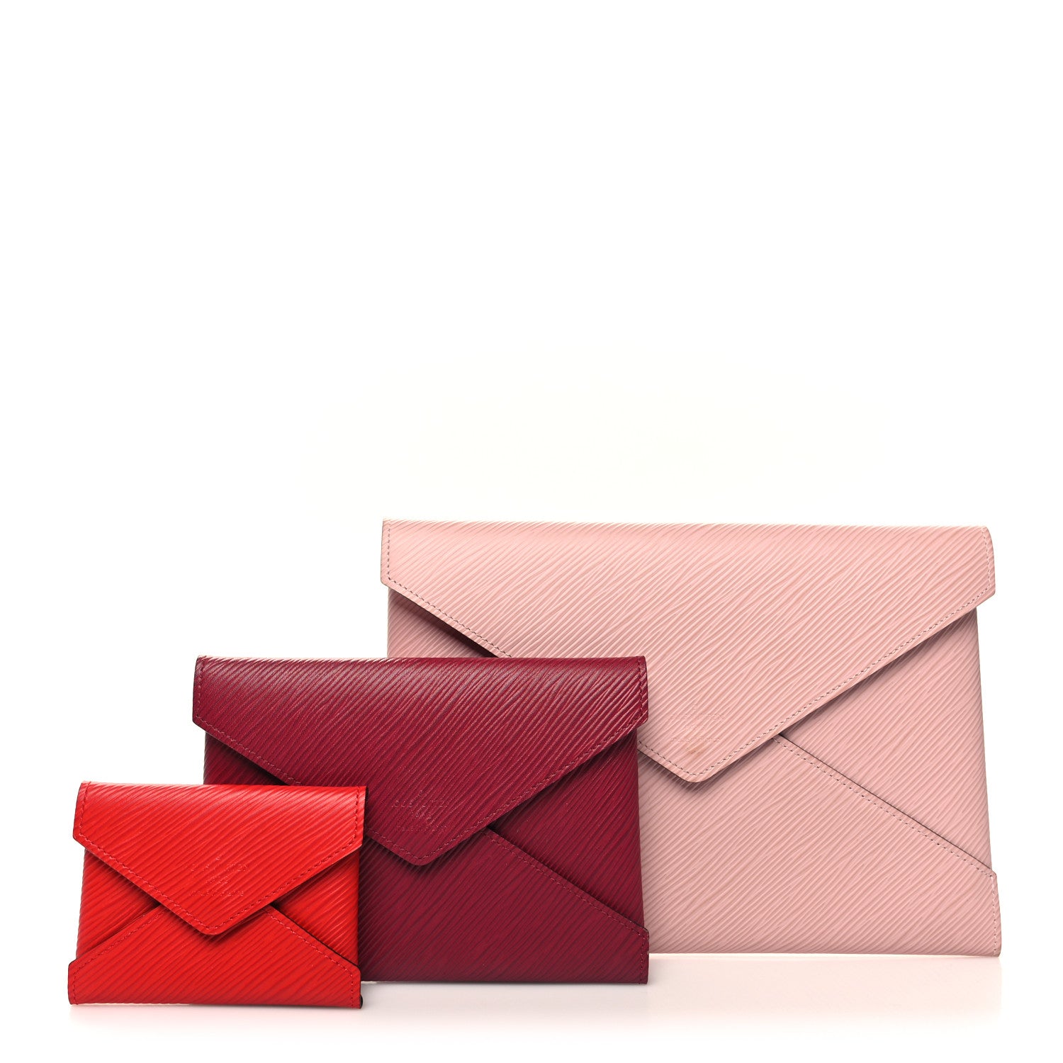 LOUIS VUITTON Epi Kirigami Pochette Set in the colors Rose Ballerine Fuchsia Coquelicot by FASHIONPHILE