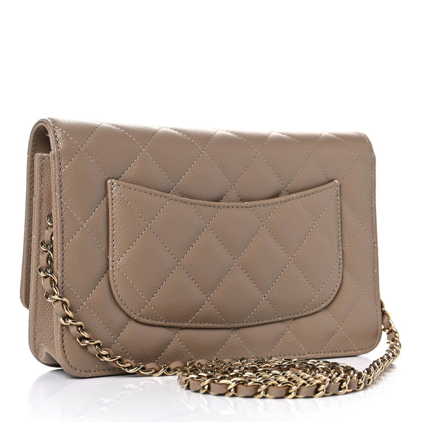 Caviar Quilted Wallet On Chain WOC Beige
