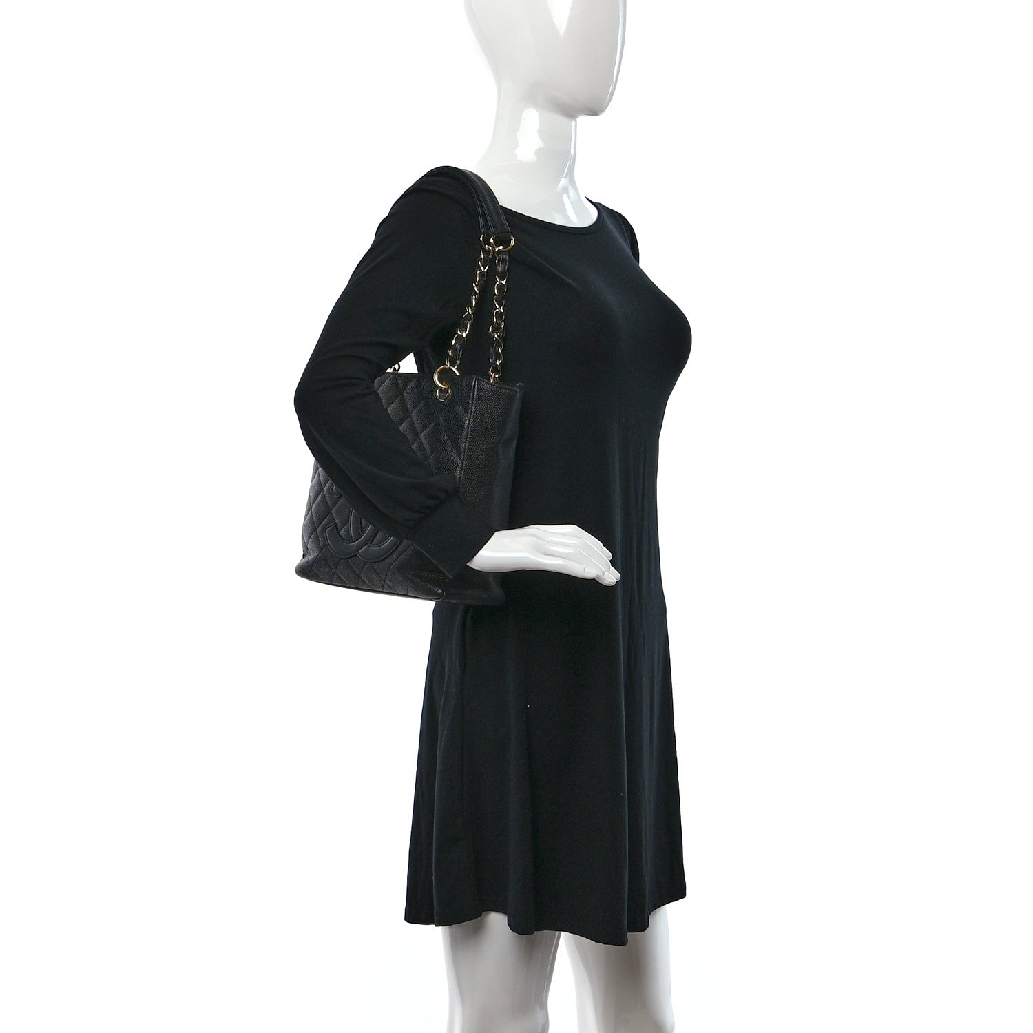 Chanel Caviar Quilted Petit Shopping Tote PST Black 2 of 10