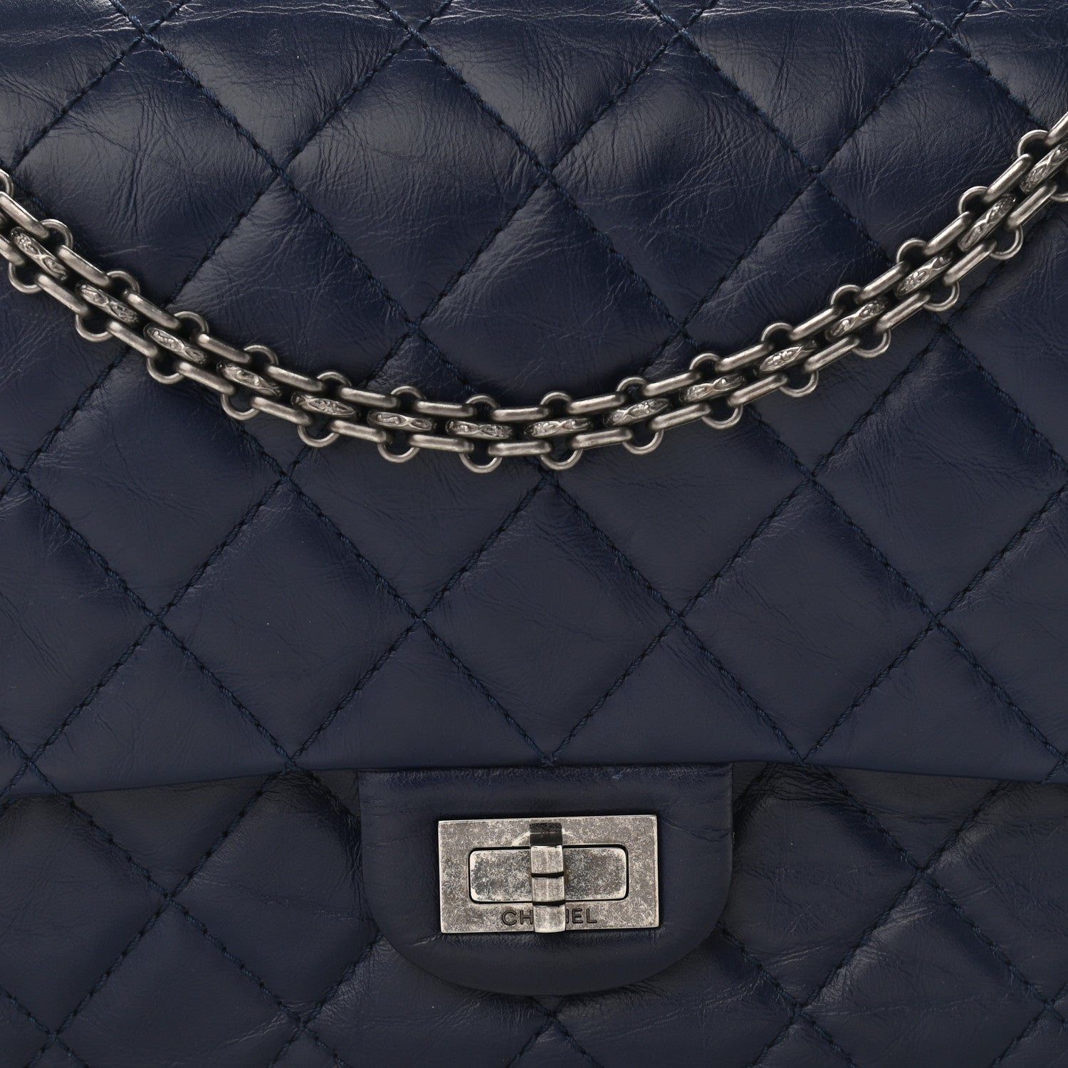 Chanel Aged Calfskin Quilted 2.55 Reissue 226 Flap Navy Blue 8 of 12