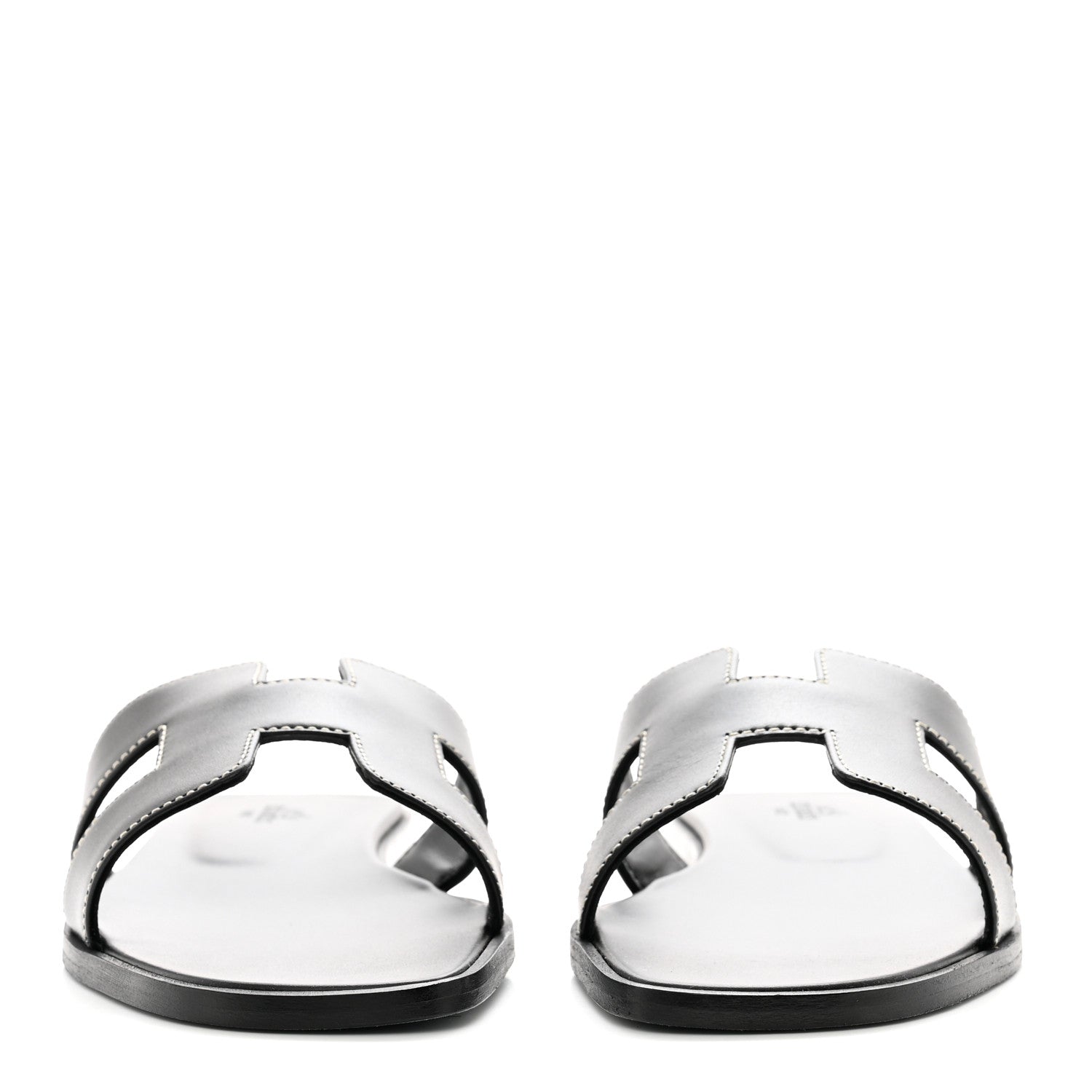 Hermes Box Calfskin Oran Sandals 37.5 Black 2 of 9