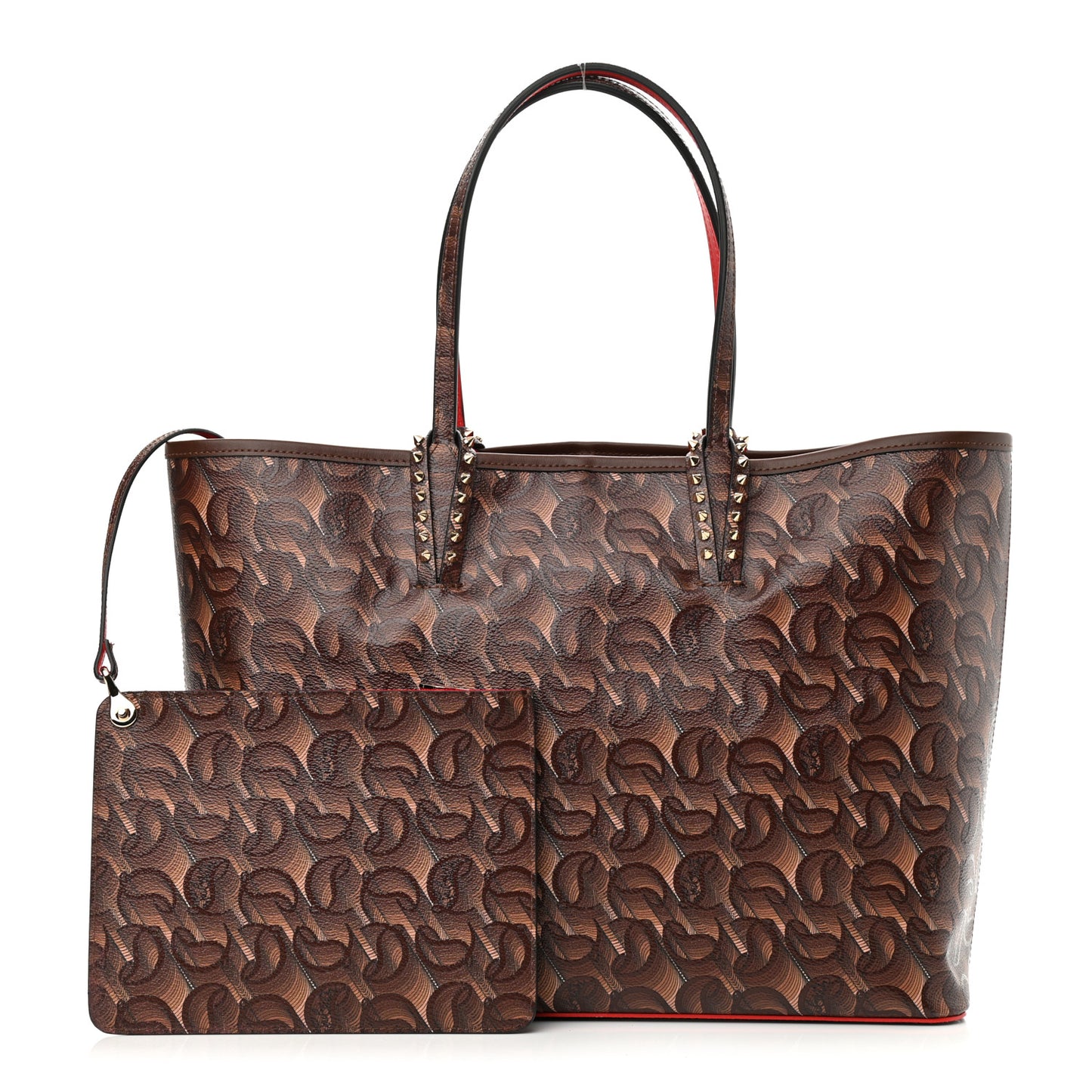 Toile Monogram Calfskin Printed Spikes East West Cabata Tote Bizon