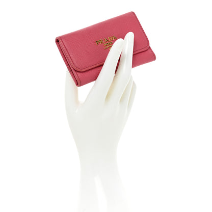 Prada Saffiano Metal 6 Key Holder Ibisco 2 of 14