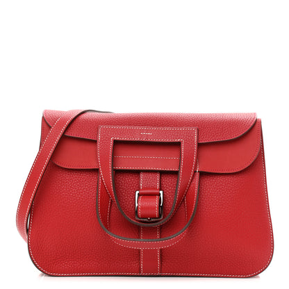 Hermes Taurillon Clemence Verso Halzan 31 GM Rouge Casaque Vermillion 1 of 11