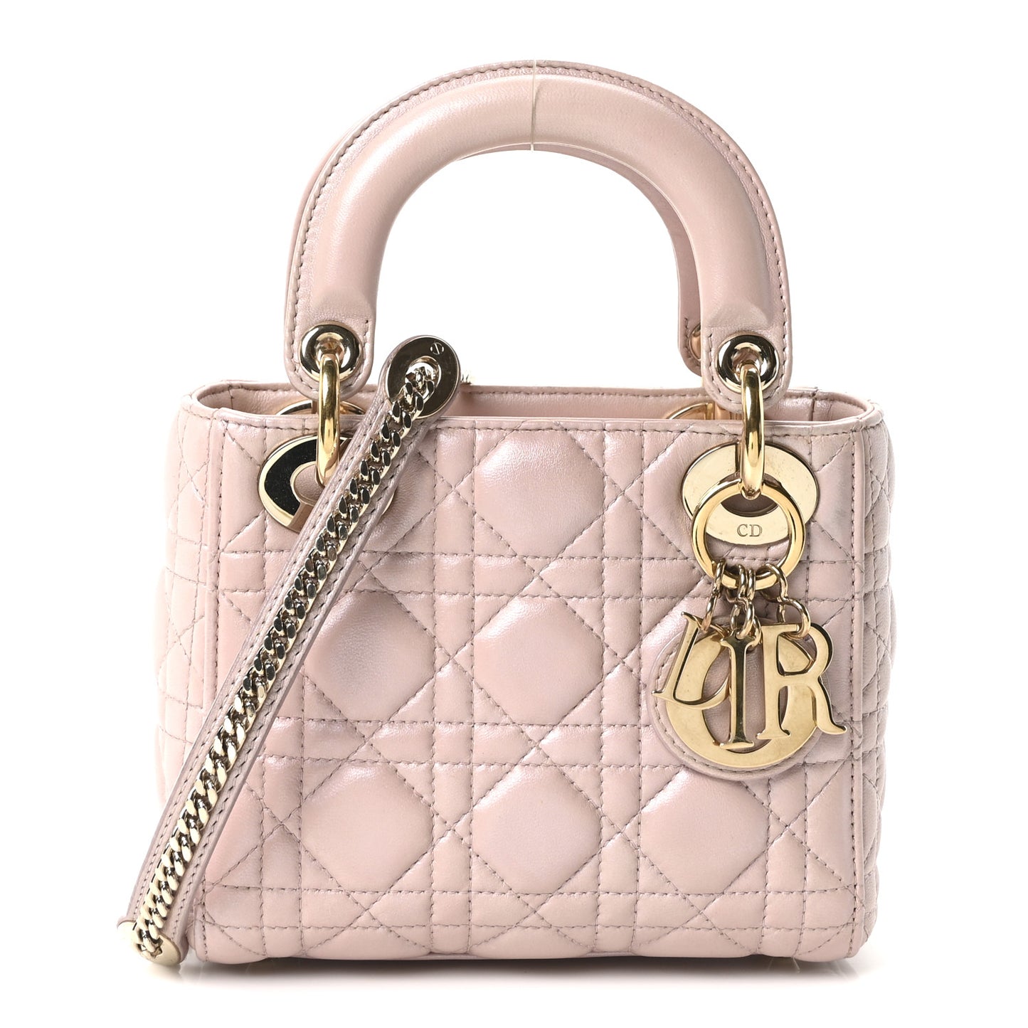 Metallic Lambskin Cannage Mini Lady Dior Lotus