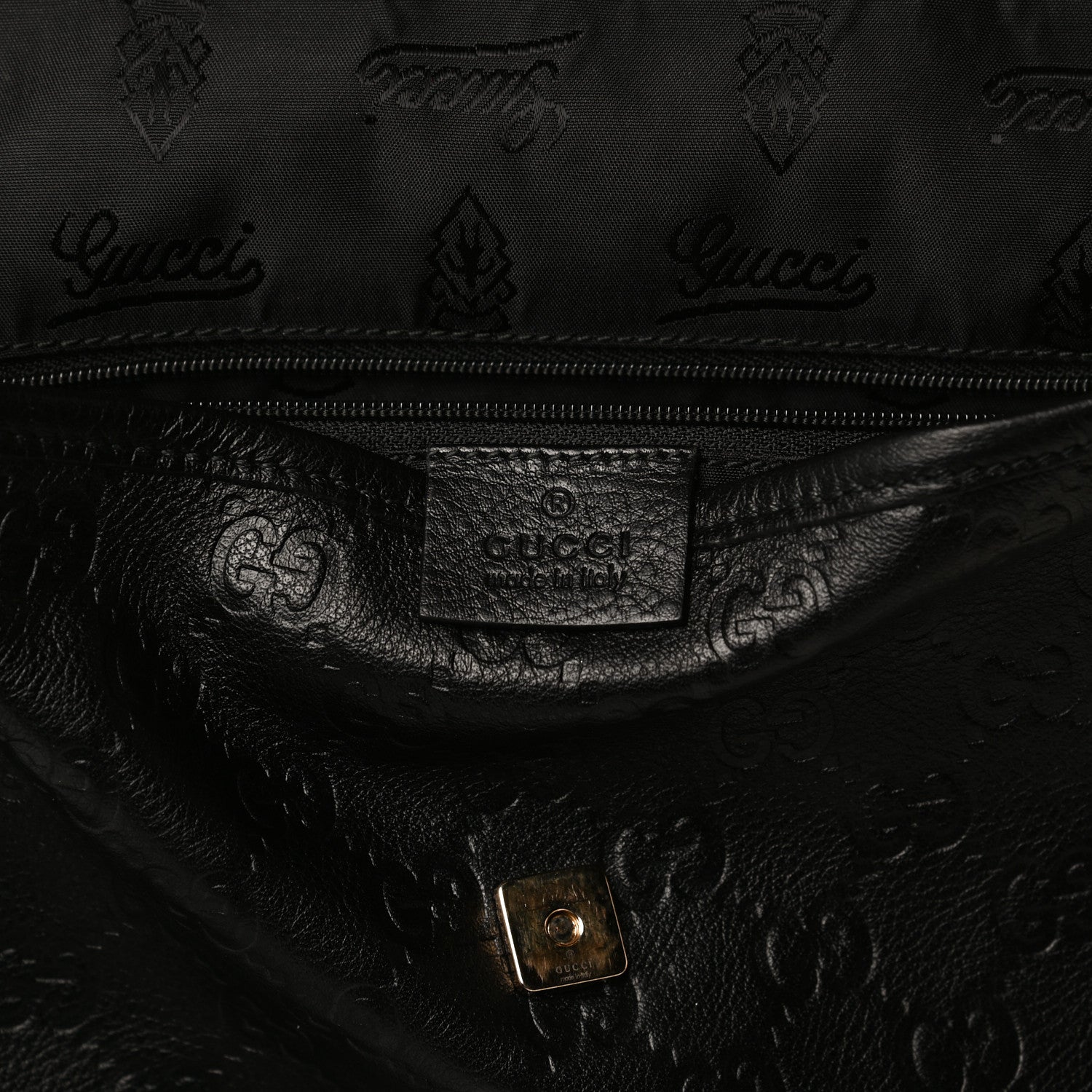 Gucci Guccissima Small Flap Messenger Bag Black 6 of 13