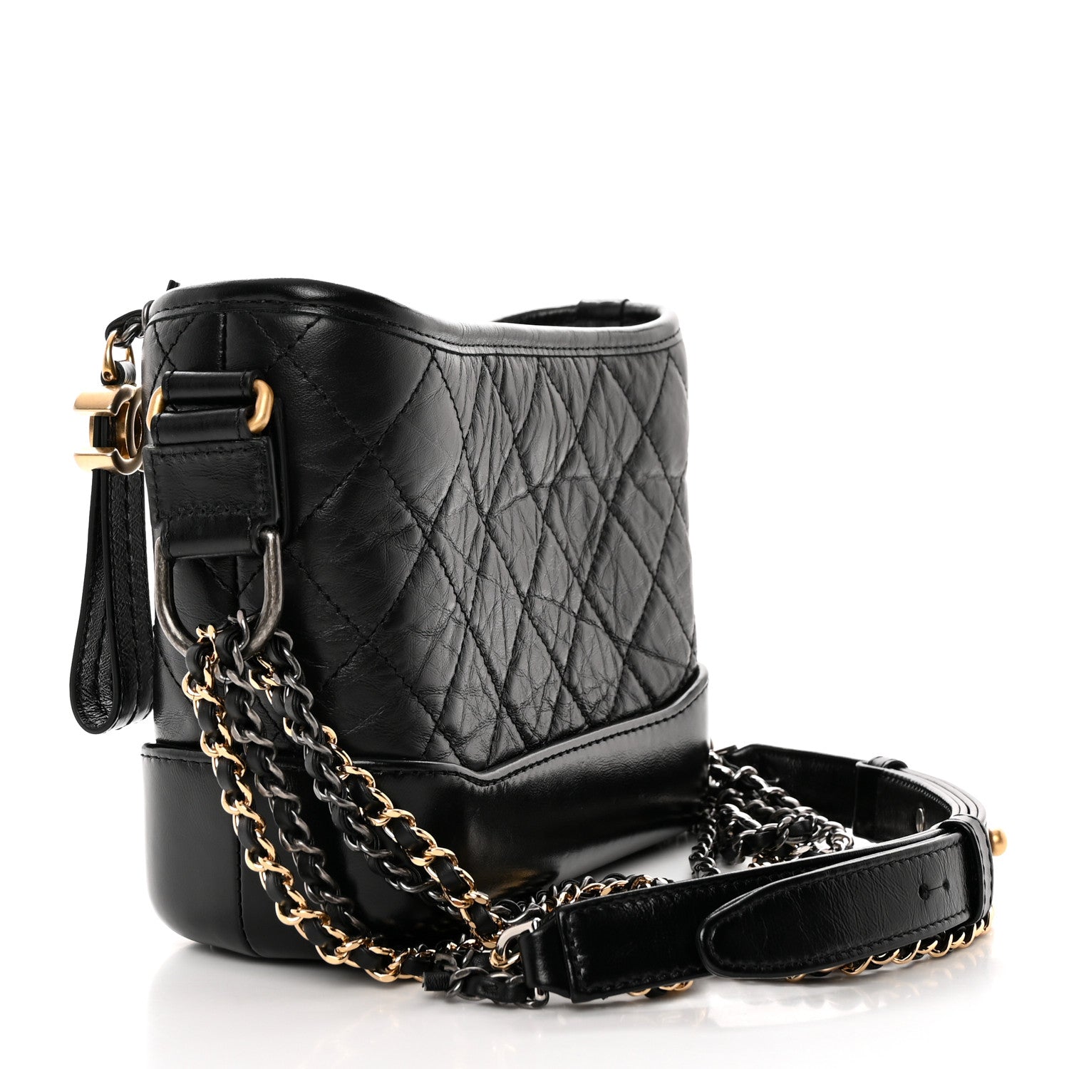 Chanel Aged Calfskin Quilted Small Gabrielle Hobo Black 3 of 14