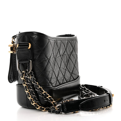 Chanel Aged Calfskin Quilted Small Gabrielle Hobo Black 3 of 14