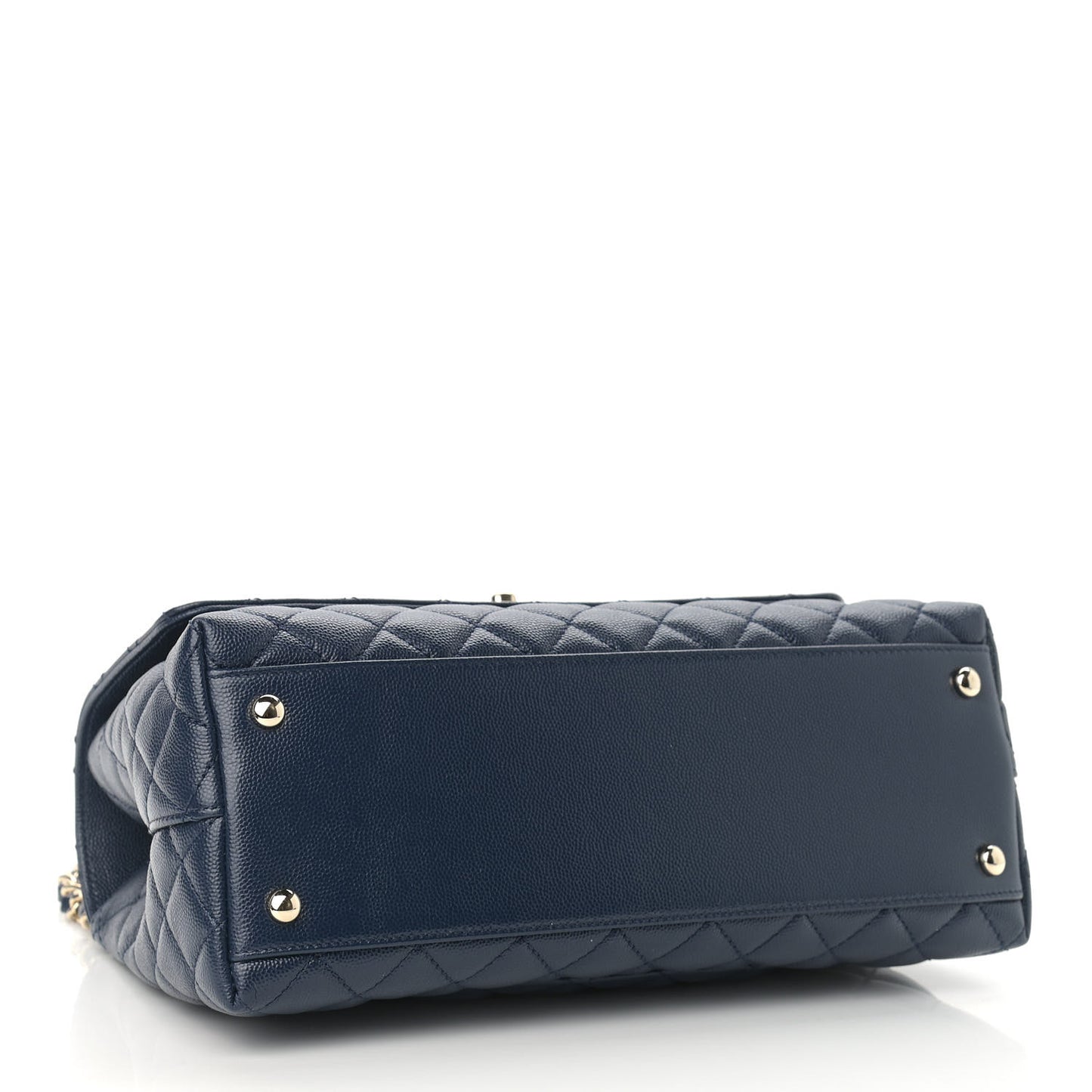 Caviar Lizard Embossed Quilted Small Coco Handle Flap Navy Blue
