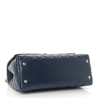 Chanel Caviar Lizard Embossed Quilted Small Coco Handle Flap Navy Blue 4 of 10