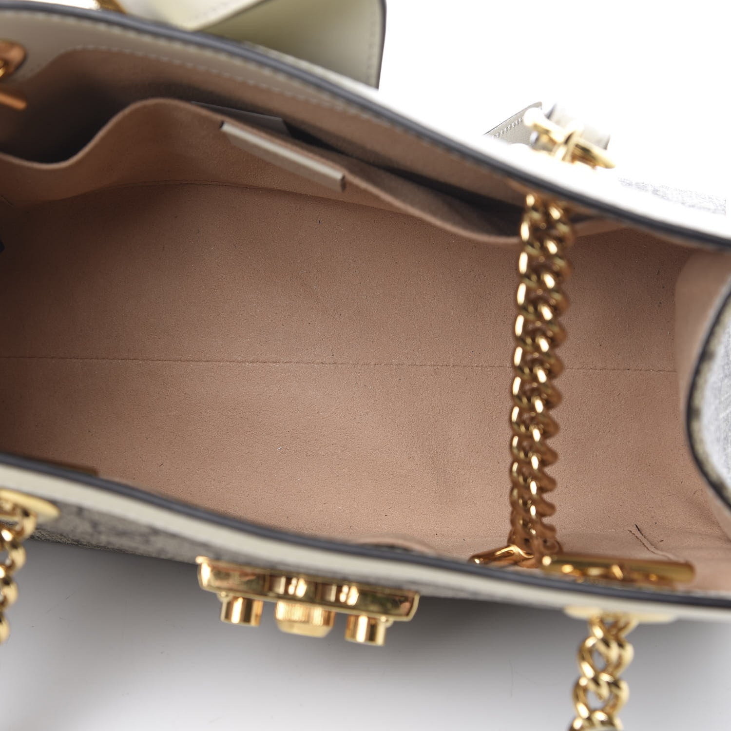 Gucci GG Supreme Monogram Moon Calfskin Small Padlock Tote Beige Ebony Mystic White 4 of 12