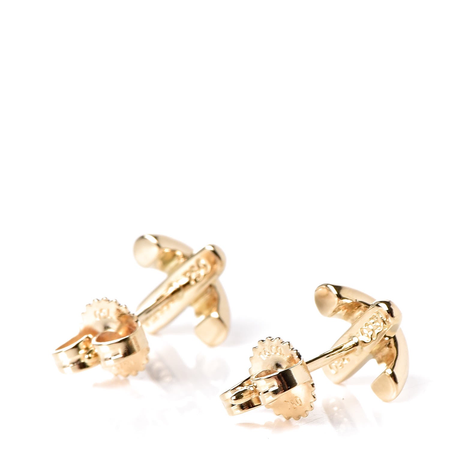 Tiffany 18K Yellow Gold 7.5mm Cross Stitch Earrings 3 of 4