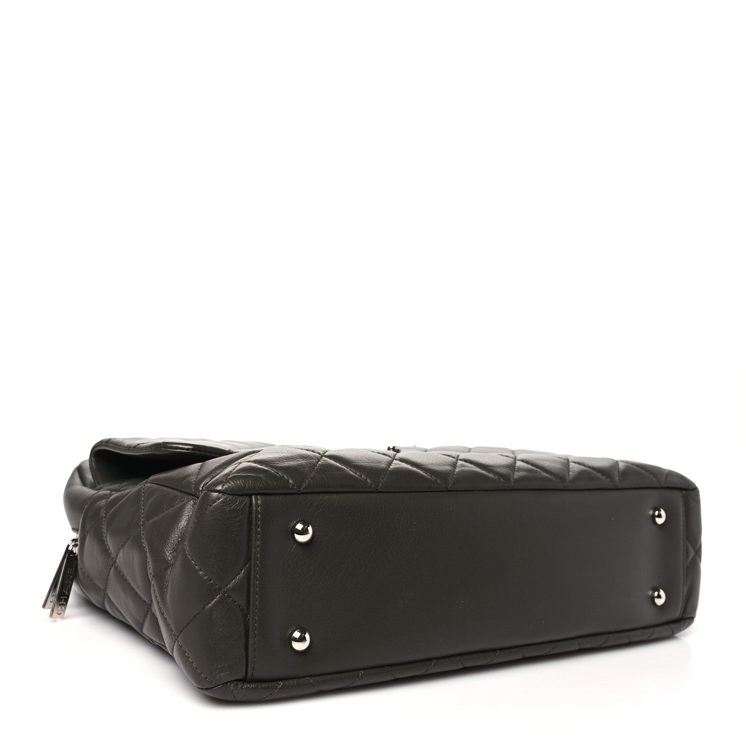 Chanel Lambskin Quilted Bowler Flap Shoulder Bag Khaki 4 of 9