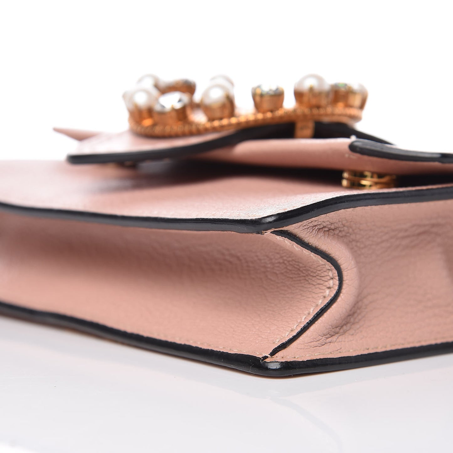 Goatskin Madras Soft Calfskin Crystal Pearl Embellished Shoulder Bag Orchidea
