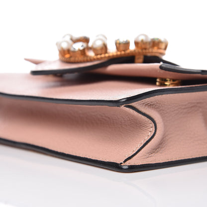 Miu Miu Goatskin Madras Soft Calfskin Crystal Pearl Embellished Shoulder Bag Orchidea 8 of 9