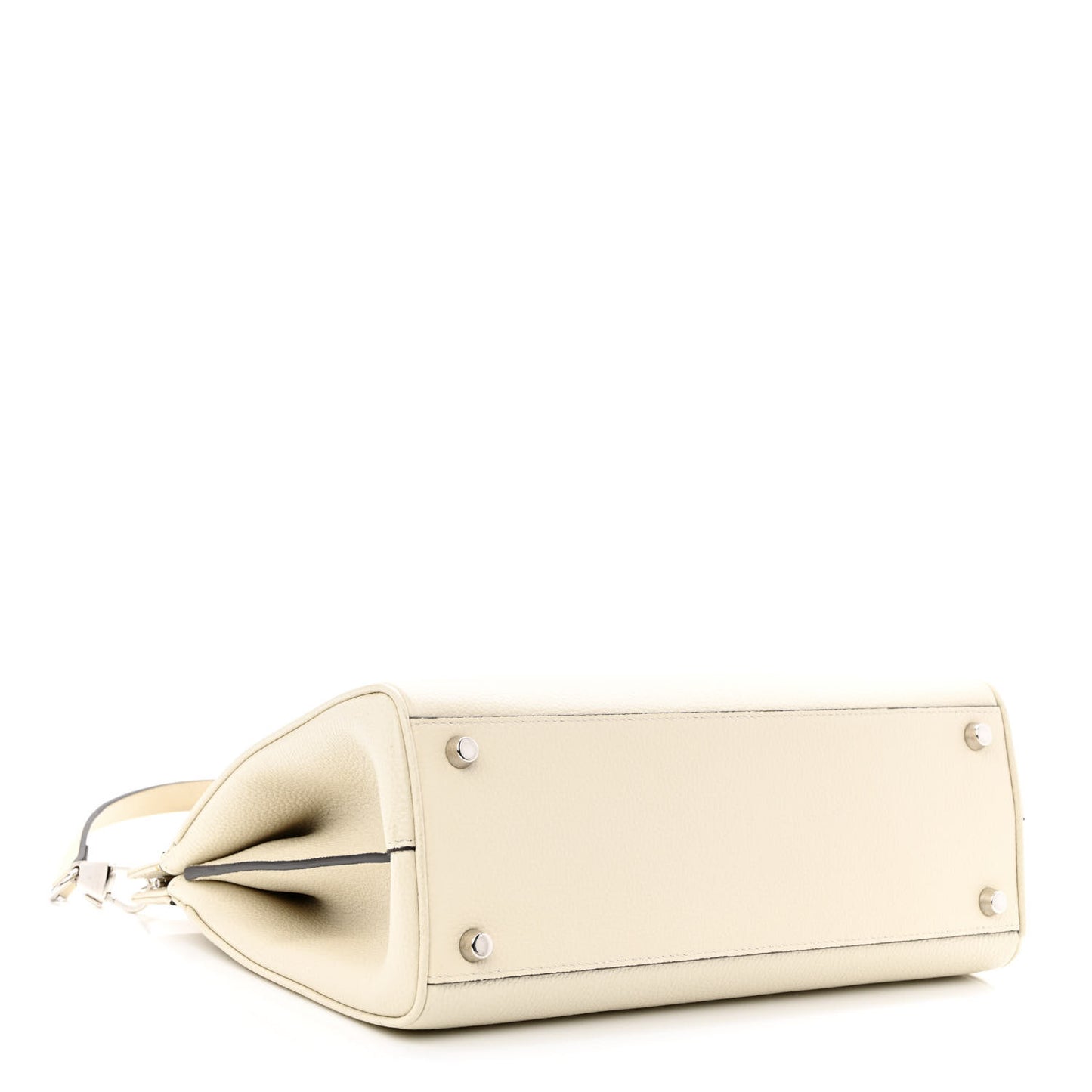 Grainy Calfskin Small Zumi Top Handle Bag Mystic White
