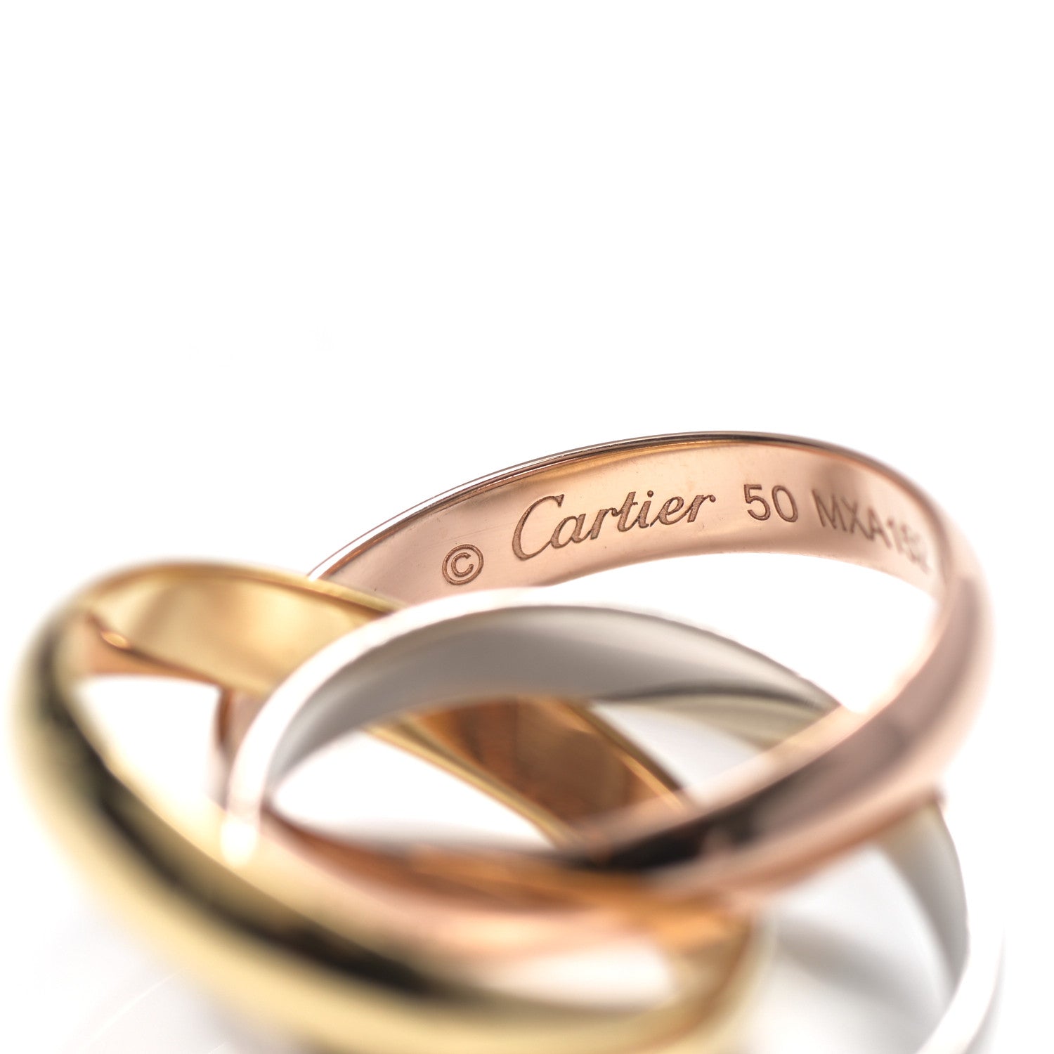 Cartier 18K Pink Yellow White Gold Classic Trinity Ring 50 5.25 4 of 5