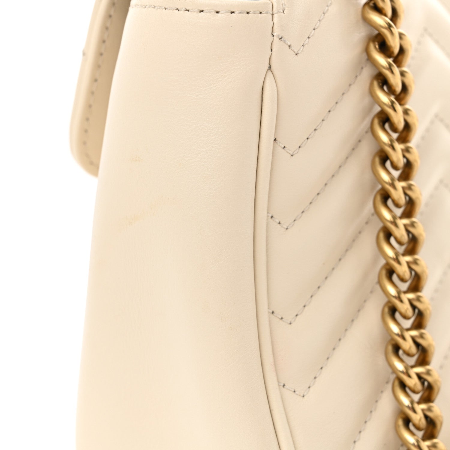Gucci Calfskin Matelasse Small GG Marmont Shoulder Bag White 13 of 14