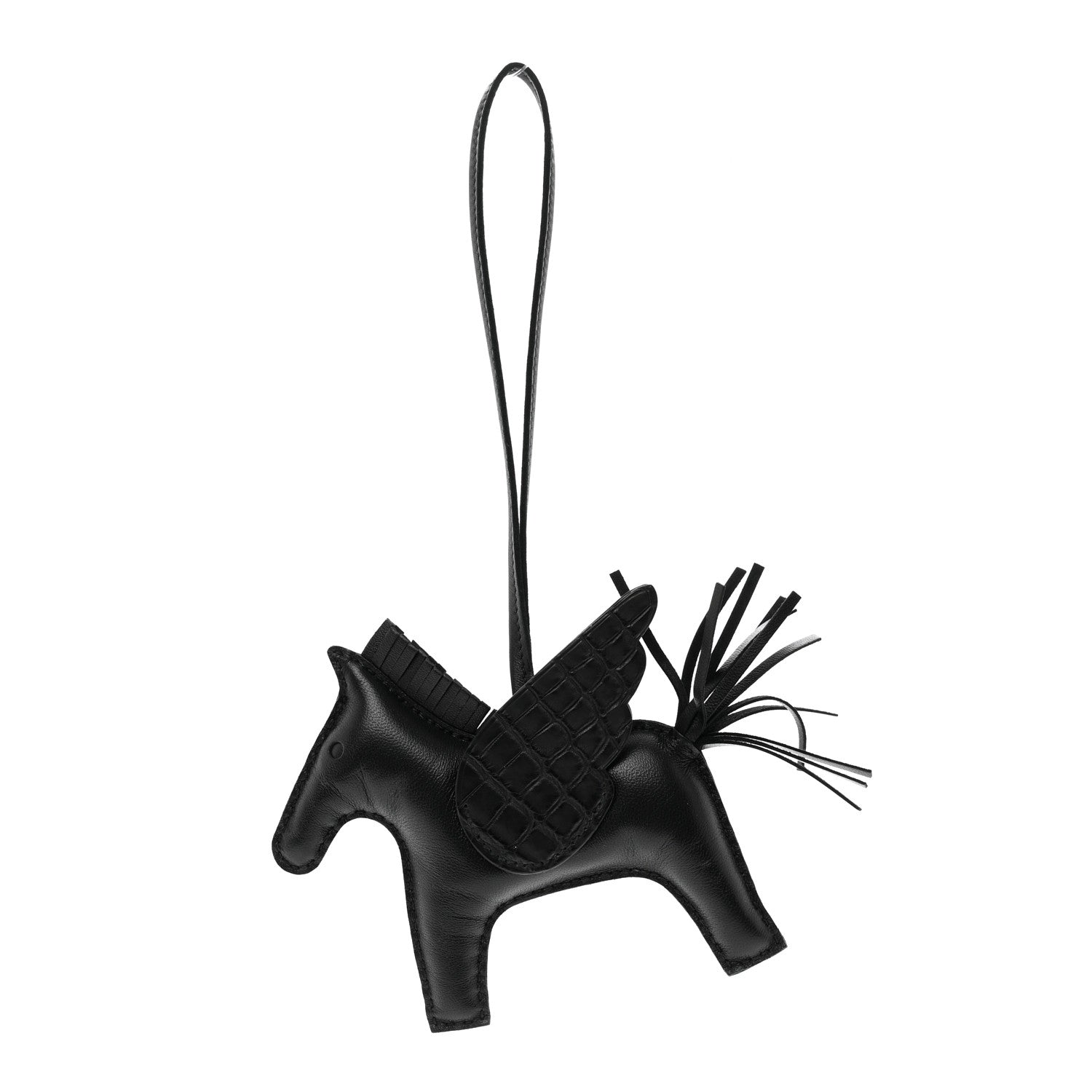 Hermes Milo Lambskin Matte Alligator Touch Grigri Rodeo Pegase Horse Bag Charm GM So Black 1 of 4