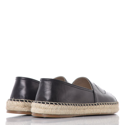 Prada Vitello Lux Logo Embossed 20mm Espadrilles 40 Black 4 of 10