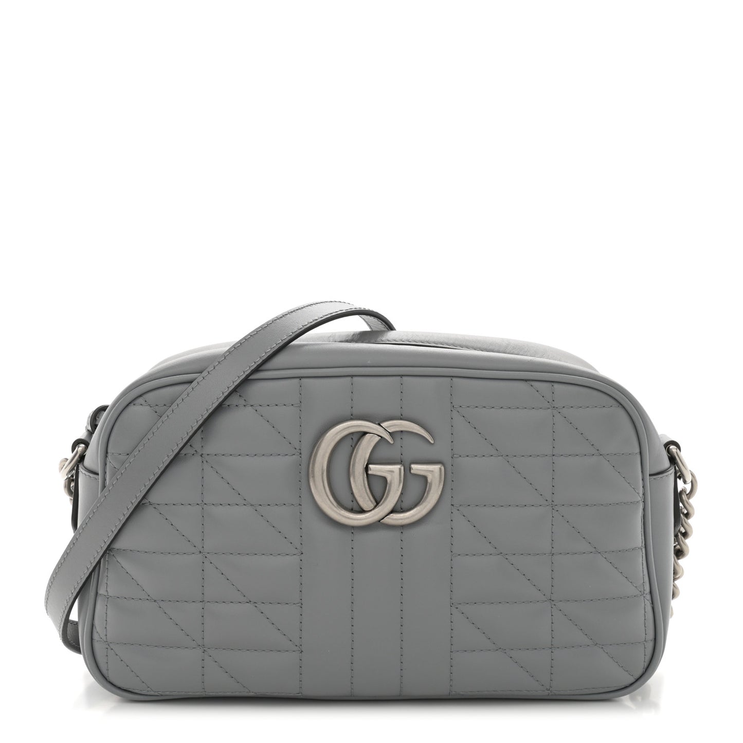 Calfskin Matelasse Aria Small GG Marmont Chain Shoulder Bag Deep Grey
