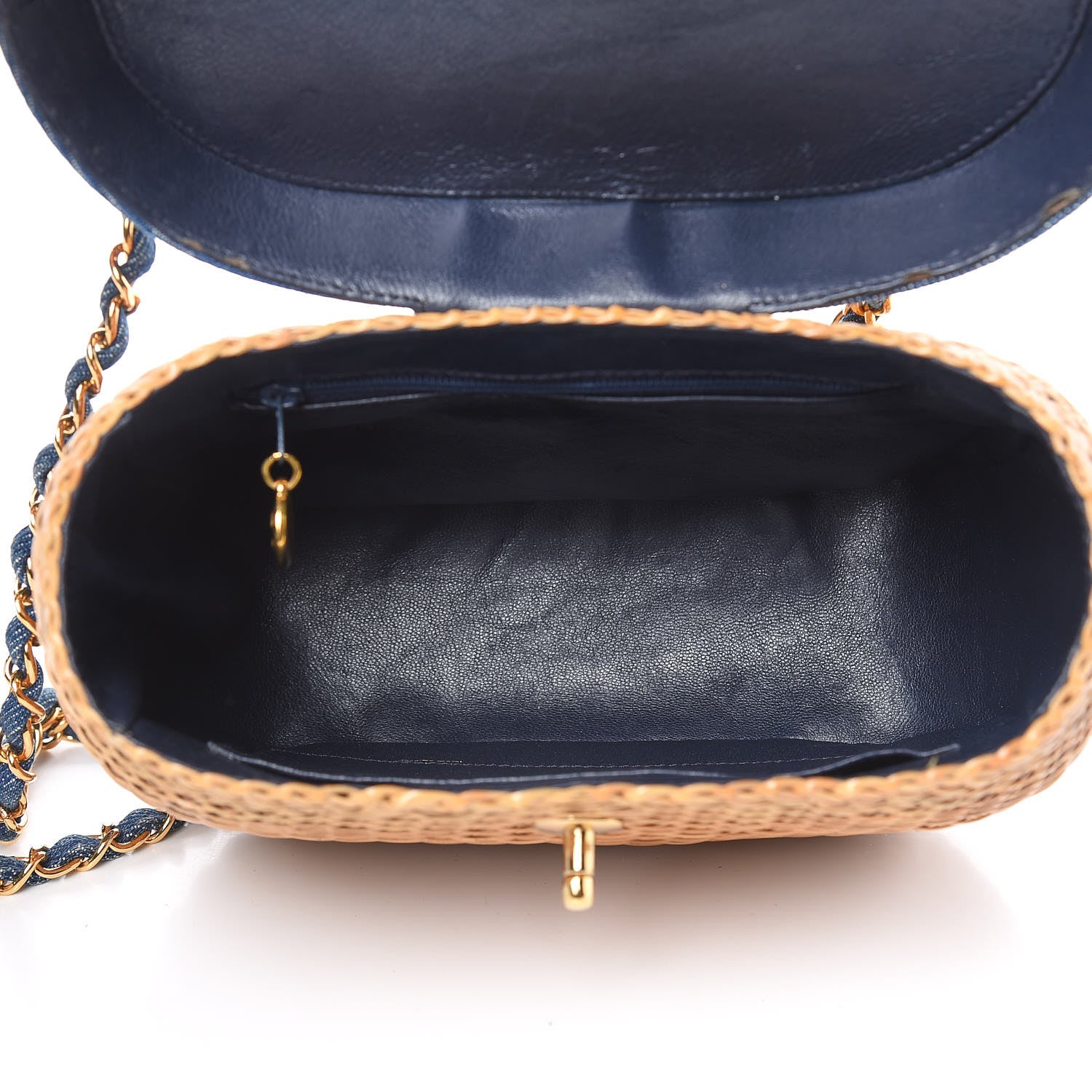 Chanel Denim Rattan Basket Shoulder Bag Blue 7 of 13
