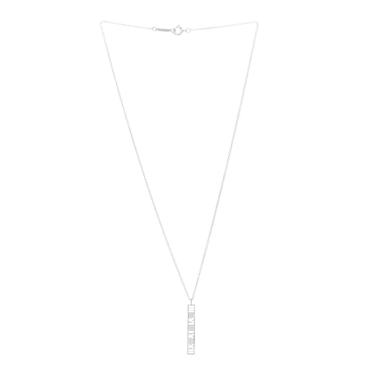 Tiffany Sterling Silver Atlas Bar Pendant Necklace 3 of 6