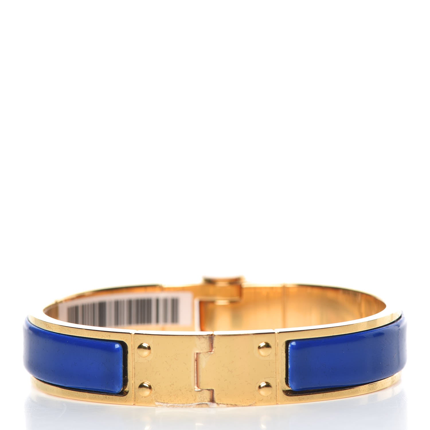 Hermes Enamel Charniere Uni Narrow Hinged Bracelet S Bleu Royal 3 of 4