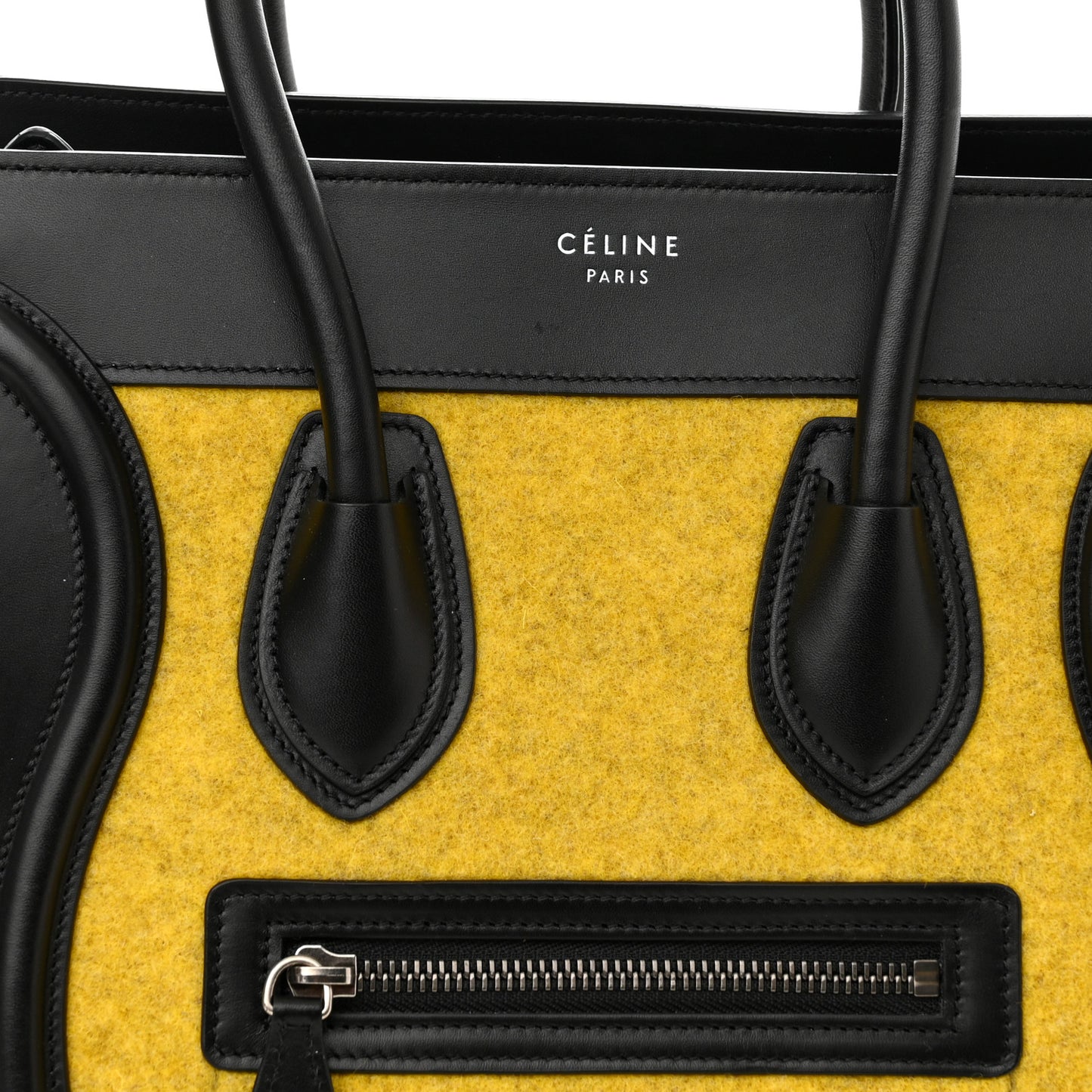 Felt Smooth Calfskin Micro Tri-Color Luggage Black Yellow