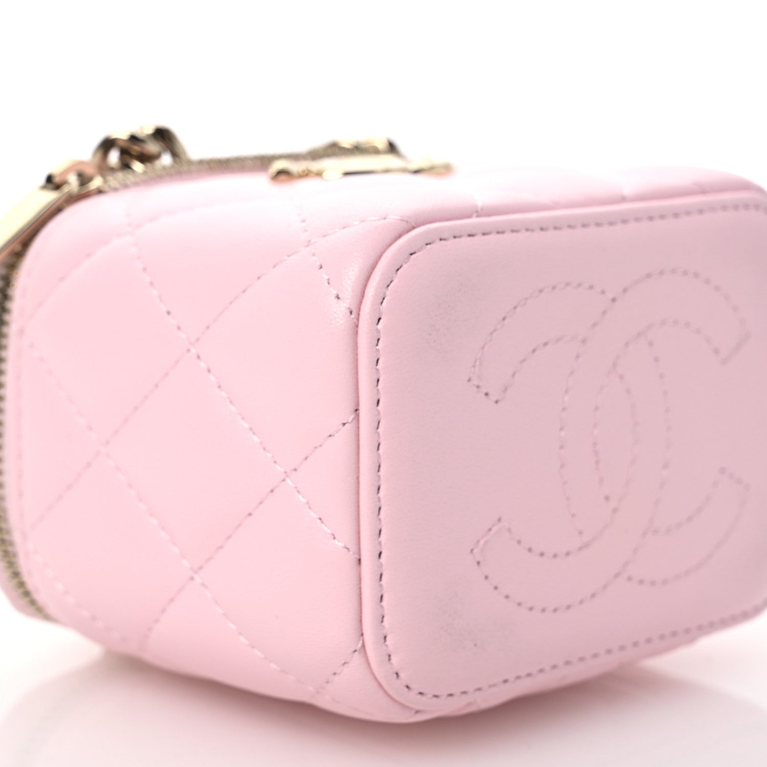 Chanel Lambskin Quilted Enamel Coco Mini Vanity Case With Chain Pink 9 of 10