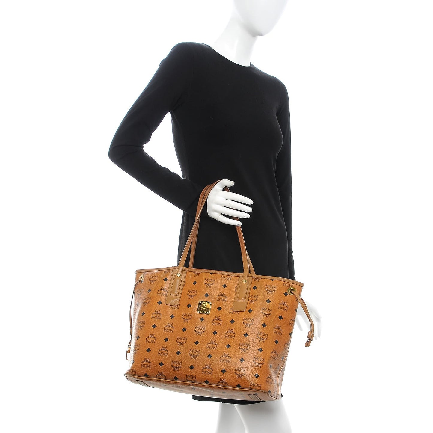 Visetos Medium Reversible Shopping Tote Cognac