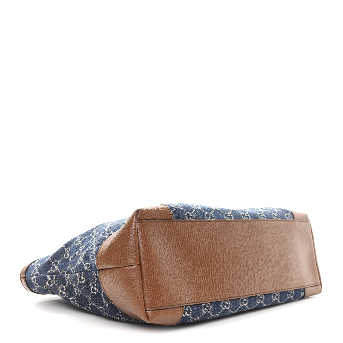 New Denim GG Monogram Medium Ophidia Shopping Tote Blue Tea Cuir