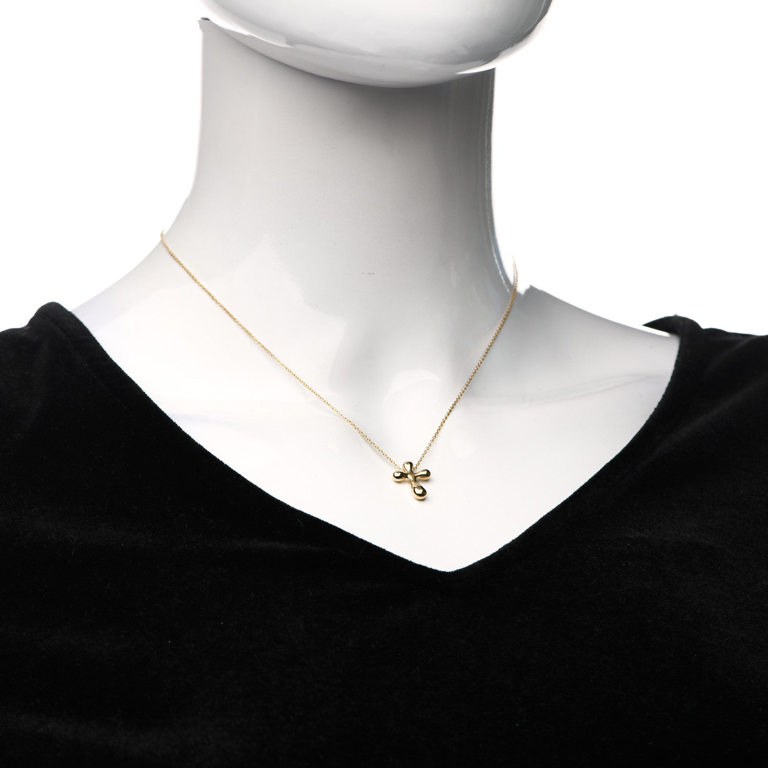 Tiffany 18K Yellow Gold 12mm Elsa Peretti Cross Pendant Necklace 2 of 5