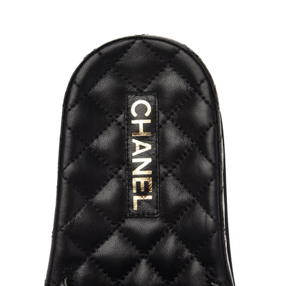 Chanel Lambskin Quilted CC Mules Sandals 39 Black 7 of 9