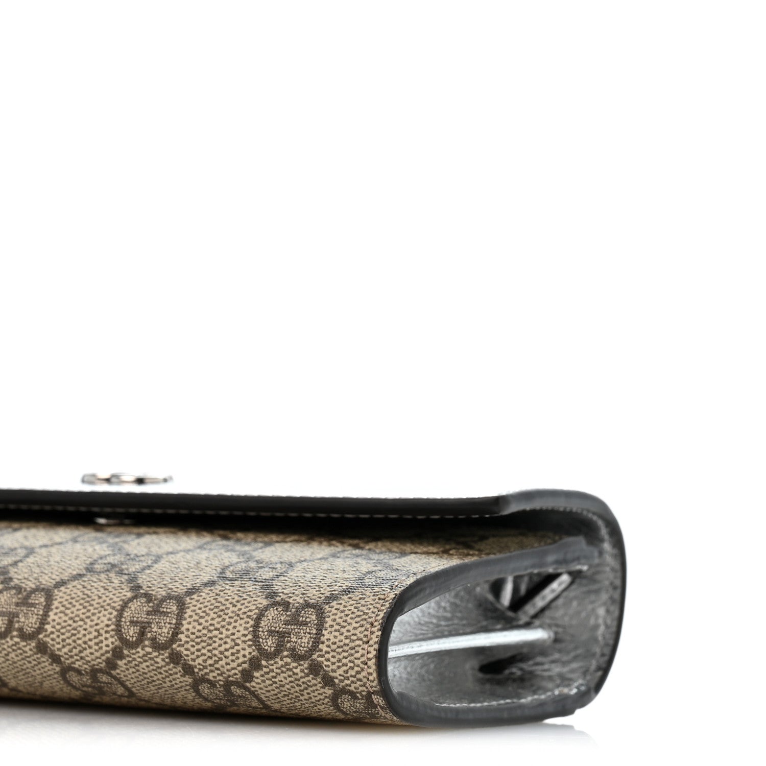 Gucci Metallic Calfskin GG Supreme Monogram Petite GG Marmont Wallet Chain Bag Silver Beige Ebony 10 of 12
